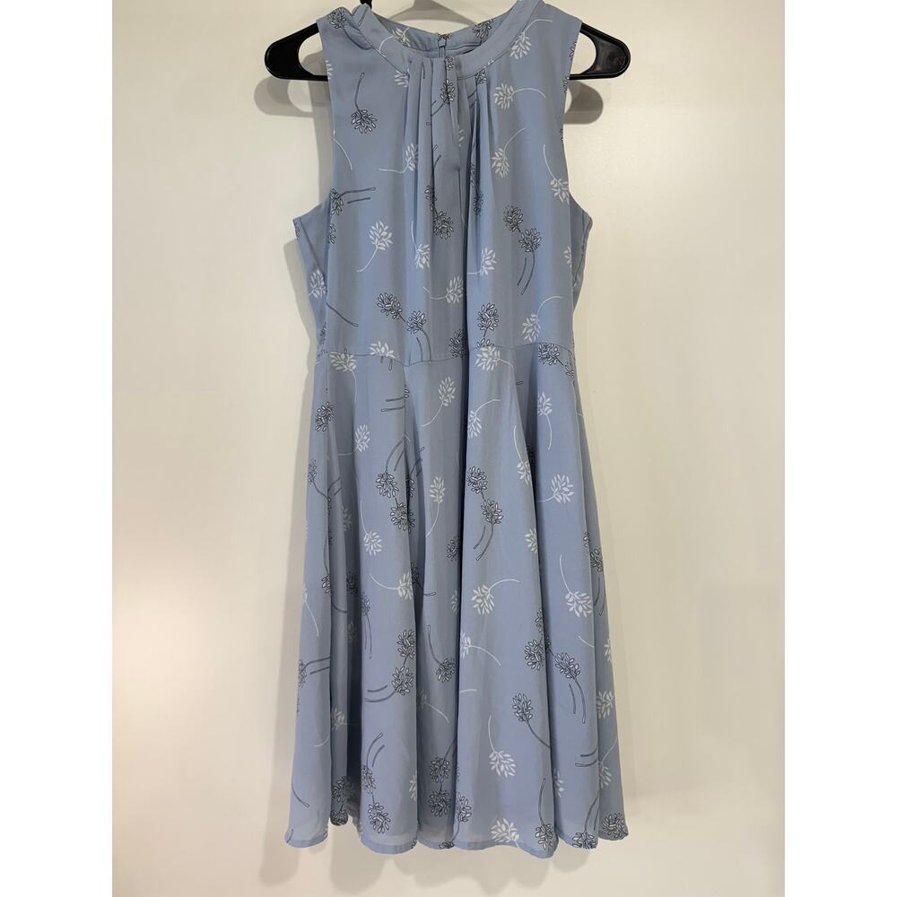 Banana Republic Blue Floral Midi Dress –Fit & Flare, Soft Chiffon, Size 6 - Picture 4 of 6